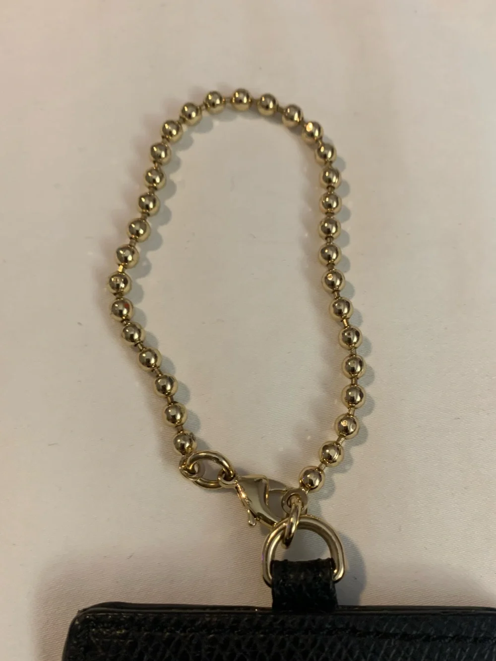 EUC Coach Brown Signature Card Holder with Big Gold Ball Chain